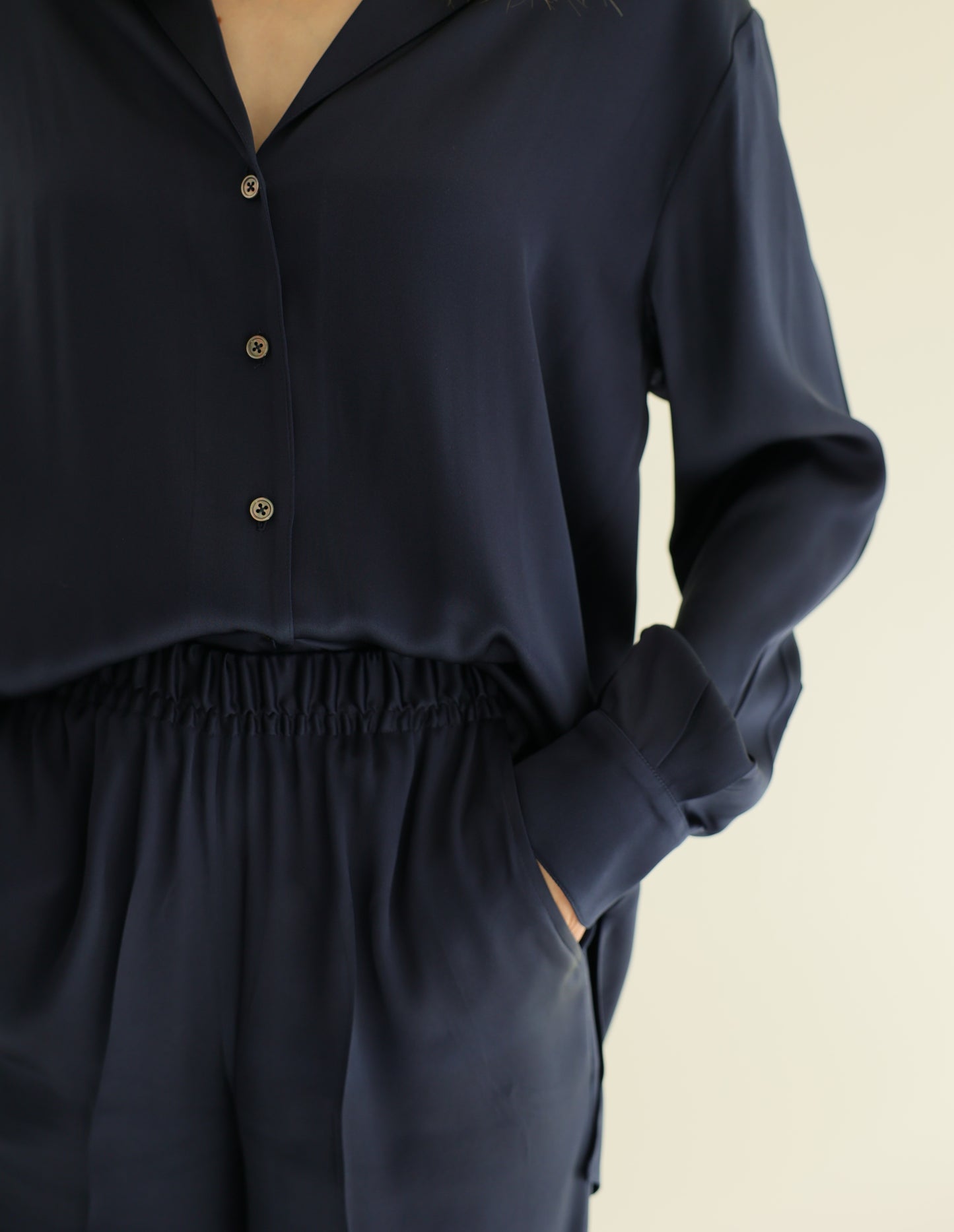 Roma silk trousers midnight blue